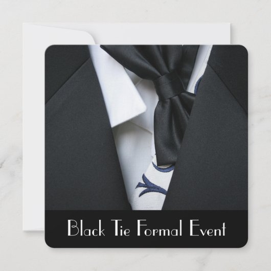 Black Stropdas Formal Event Party Invitation Kaart (Voorkant)