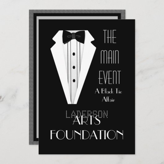 Black Stropdas Formele gebeurtenis Kaart (Voorkant / Achterkant)