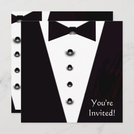 Black Stropdas Formele Gebeurtenis Uitnodiging (Voorkant / Achterkant)