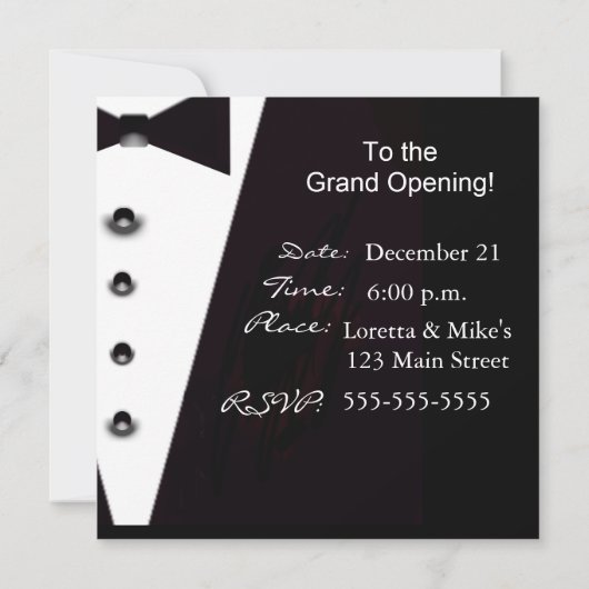 Black Stropdas Formele Gebeurtenis Uitnodiging (Achterkant)