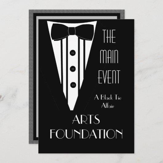 Black Stropdas Fundraiser Formele gebeurtenis Kaart (Voorkant / Achterkant)