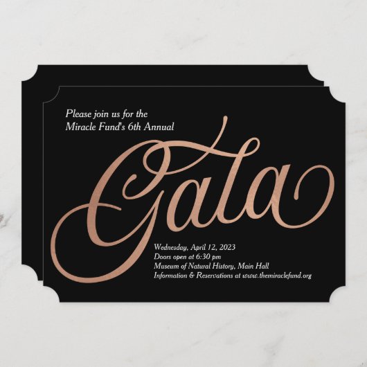 Black Stropdas Gala Invitation Kaart (Voorkant / Achterkant)