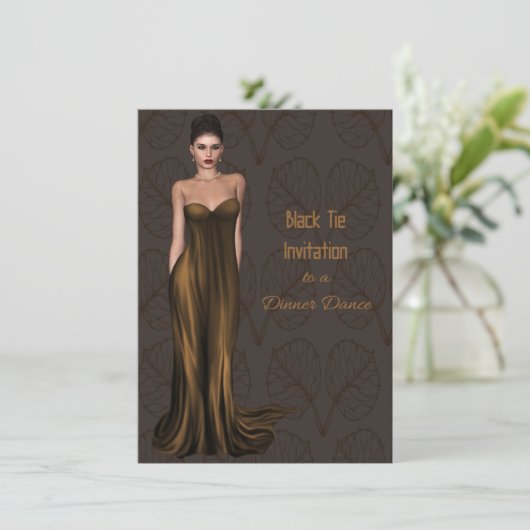 Black Stropdas Invitation for Dance & Dinner Kaart (Staand voorkant)