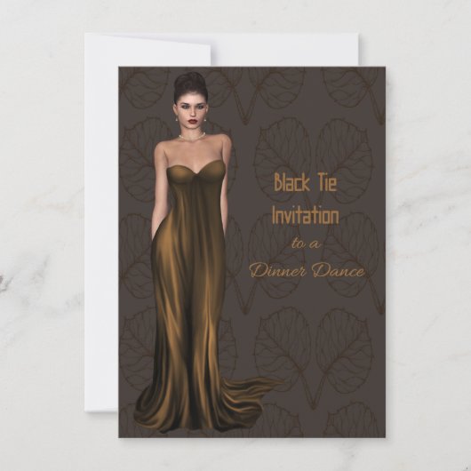 Black Stropdas Invitation for Dance & Dinner Kaart (Voorkant)