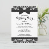 Black Stropdas Lace en Bow Birthday Party Kaart (Staand voorkant)