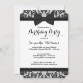 Black Stropdas Lace en Bow Birthday Party Kaart (Voorkant)