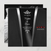 Black Stropdas Luxe Bestemmingsuitnodiging Kaart (Voorkant / Achterkant)