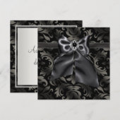 Black Stropdas Party Black Damask Party - Uitnodig Kaart (Voorkant / Achterkant)