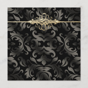 Black Stropdas Party Black Gold Black Damask-uitno Kaart
