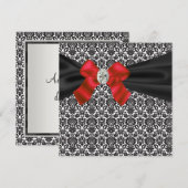 Black Stropdas Party Red Black Damask Party Kaart (Voorkant / Achterkant)