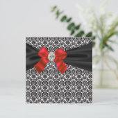 Black Stropdas Party Red Black Damask Party Kaart (Staand voorkant)