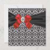 Black Stropdas Party Red Black Damask Party Kaart (Voorkant)