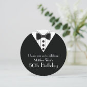 Black Stropdas Tuxedo 50th Birthday Invitations Kaart (Staand voorkant)