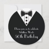 Black Stropdas Tuxedo 50th Birthday Invitations Kaart (Voorkant)