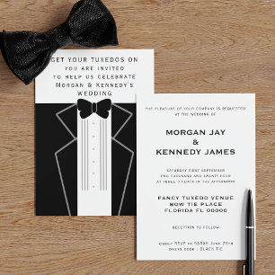 Black Stropdas Tuxedo Wedding Kaart