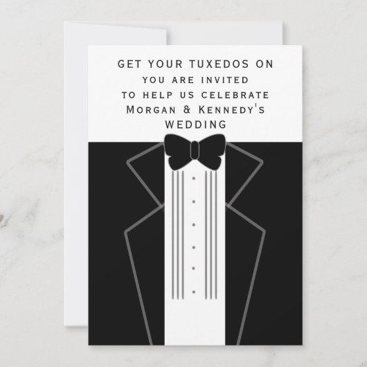 Black Stropdas Tuxedo Wedding Kaart (Voorkant)