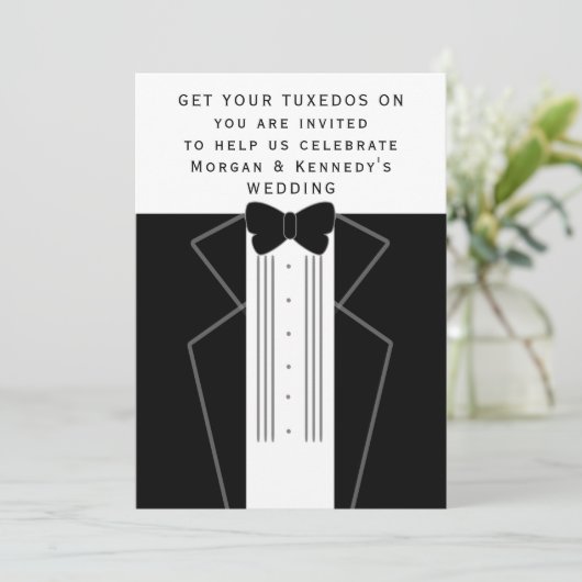 Black Stropdas Tuxedo Wedding Kaart (Staand voorkant)