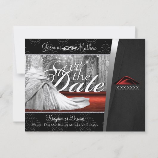 Black Stropdas Wedding Destination Save the Date (Voorkant)