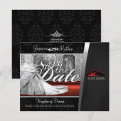 Black Stropdas Wedding Destination Save the Date (Voorkant / Achterkant)