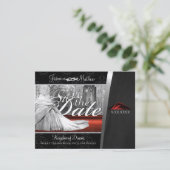 Black Stropdas Wedding Destination Save the Date (Staand voorkant)