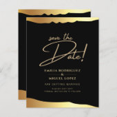 Black Stropdas Wedding Gold Foil Script Elegant Ev (Voorkant / Achterkant)
