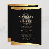 Black Stropdas Wedding Gold Foil Script Elegant Ev (Voorkant / Achterkant)