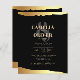 Black Stropdas Wedding Gold Foil Script Elegant Ev