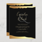 Black Stropdas Wedding Gold Foil Script Elegant Ev (Voorkant / Achterkant)