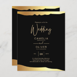 Black Stropdas Wedding Gold Foil Script Elegant Ev