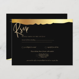 Black Stropdas Wedding Gold Foil Script Elegant Ev Briefkaart