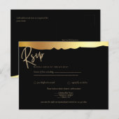 Black Stropdas Wedding Gold Foil Script Elegant Ev Briefkaart (Voorkant / Achterkant)