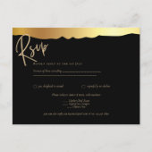 Black Stropdas Wedding Gold Foil Script Elegant Ev Briefkaart (Voorkant)