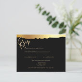 Black Stropdas Wedding Gold Foil Script Elegant Ev Briefkaart (Staand voorkant)