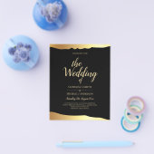Black Stropdas Wedding Gold Foil Script Elegant Ev Flyer (Enkel)