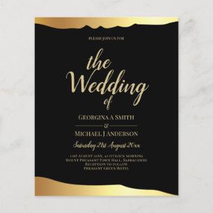 Black Stropdas Wedding Gold Foil Script Elegant Ev Flyer