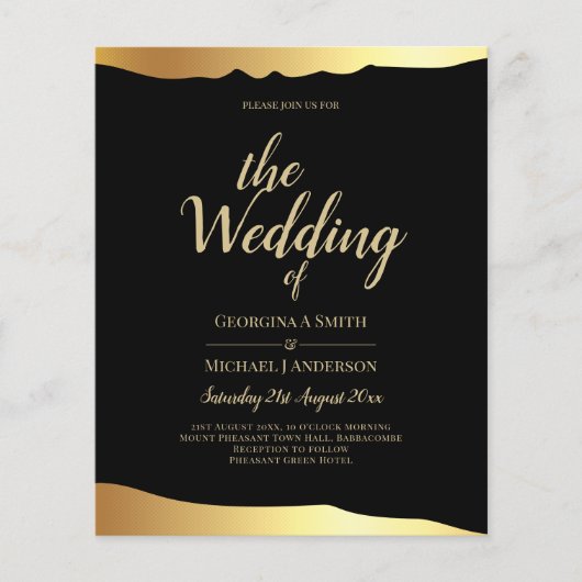Black Stropdas Wedding Gold Foil Script Elegant Ev Flyer (Voorkant)