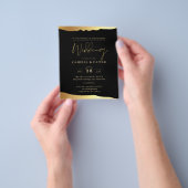 Black Stropdas Wedding Gold Foil Script Elegant Ev Flyer (Hand)