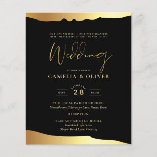 Black Stropdas Wedding Gold Foil Script Elegant Ev Flyer