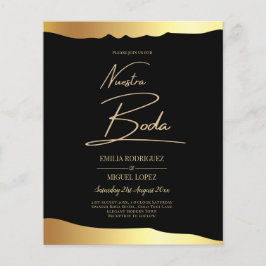 Black Stropdas Wedding Gold Foil Script Elegant Ev Flyer