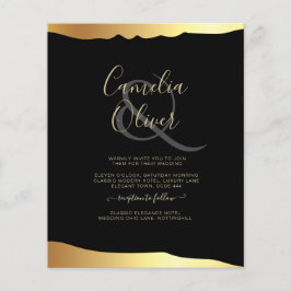 Black Stropdas Wedding Gold Foil Script Elegant Ev Flyer