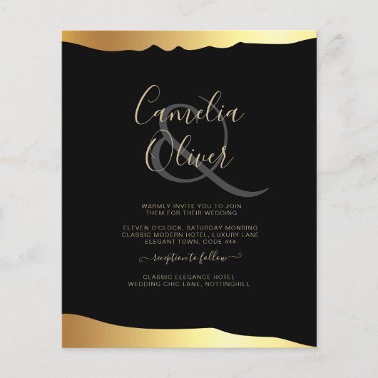 Black Stropdas Wedding Gold Foil Script Elegant Ev Flyer (Voorkant)
