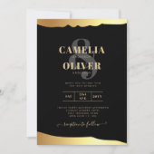 Black Stropdas Wedding Gold Foil Script Elegant Ev Kaart (Voorkant)