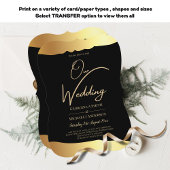 Black Stropdas Wedding Gold Foil Script Elegant Ev Kaart