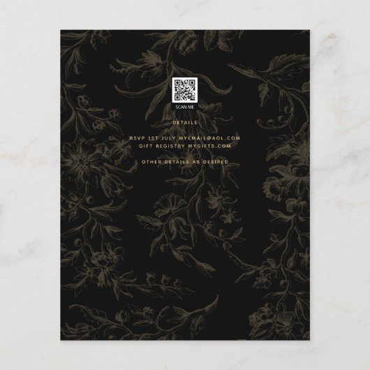 Black Stropdas Wedding Theme  Gold Damask (Achterkant)