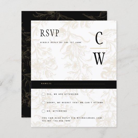 Black Stropdas Wedding Theme  Gold Damask (Voorkant / Achterkant)