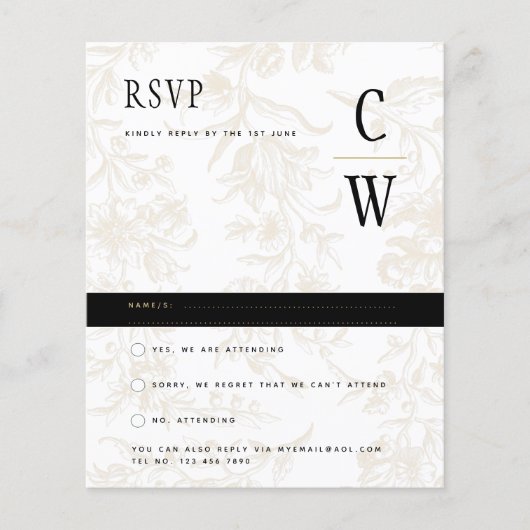 Black Stropdas Wedding Theme  Gold Damask (Voorkant)