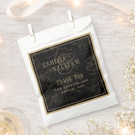 Black Stropdas Wedding Theme  Gold Damask Bedankzakje (Geknipt)