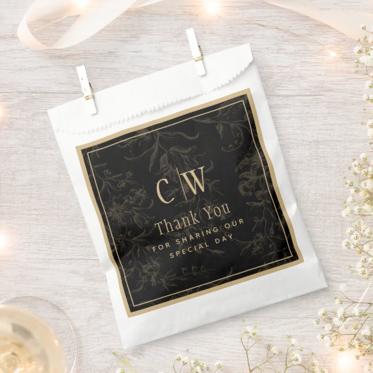 Black Stropdas Wedding Theme  Gold Damask Bedankzakje (Geknipt)