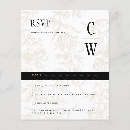 Black Stropdas Wedding Theme  Gold Damask Flyer (Voorkant)