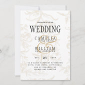 Black Stropdas Wedding Theme  Gold Damask Kaart (Voorkant)